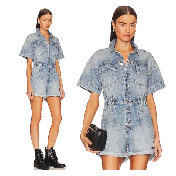 We the Free, XL, Denim Romper, Shirttails, Free People, Light Marrakesh, NWT! - Picture 12 of 14
